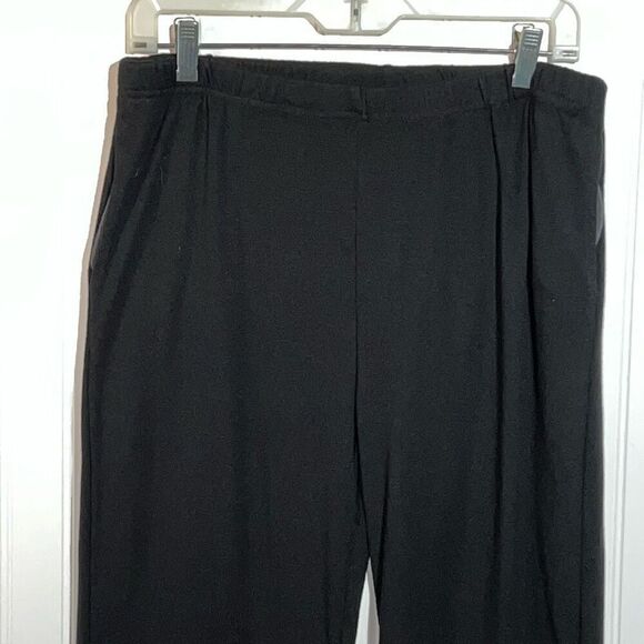 Fashque Sequined Cropped Pants Women’s Large Black Stretch Straight Legs Classic - Picture 2 of 8